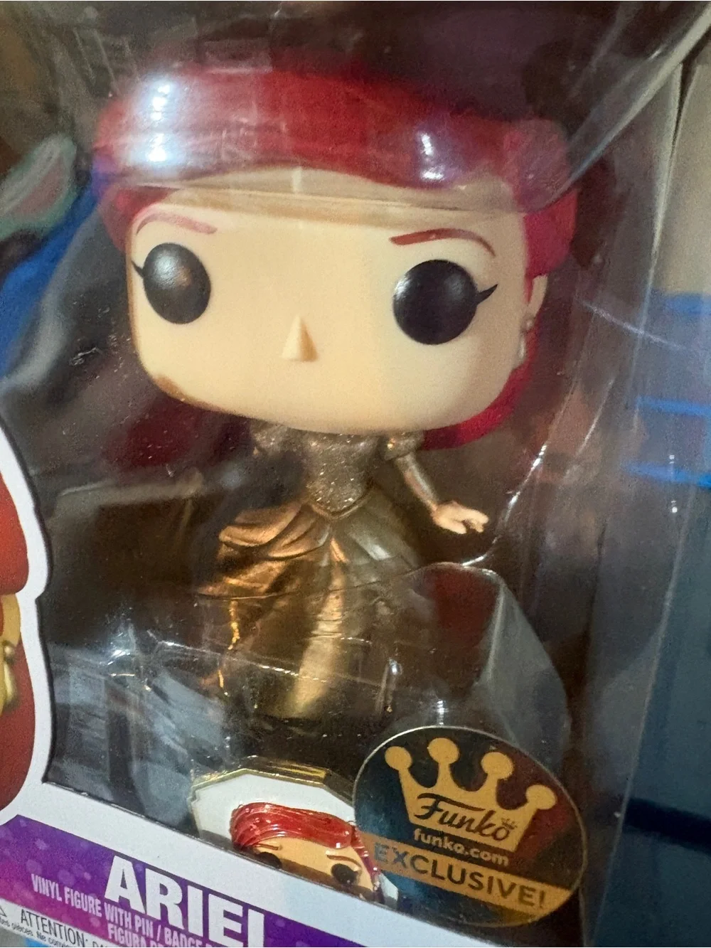 Funko Pop! Disney Princess Ariel - Red Hair, Gold Outfit (#220)w/pin - Picture 2 of 7